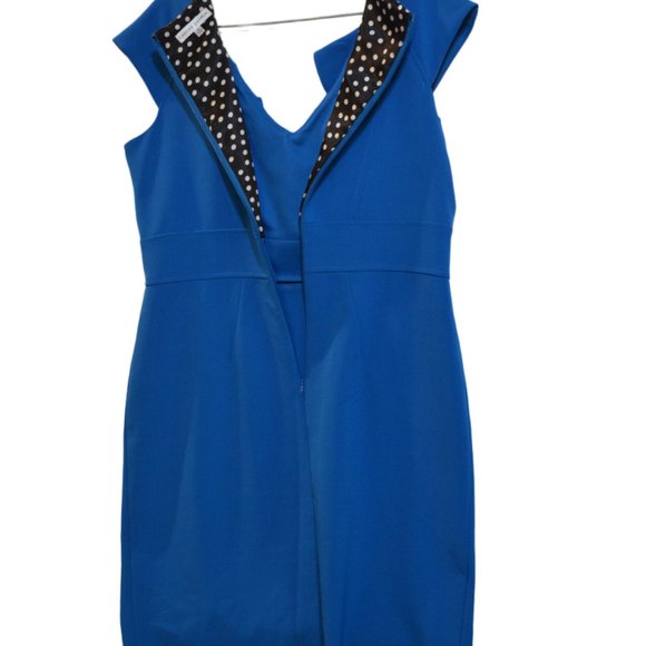 SANDRA DARREN Green Blue Deep V-Neck Ruffles Sleeveless Cocktail Dress 12 - Picture 6 of 7